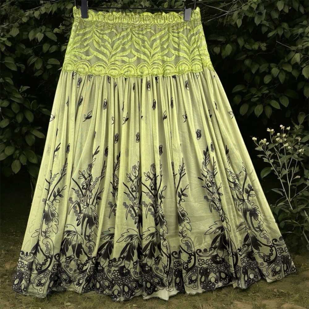 TC Fashion Gothic Layered Floral Velvet And Mesh Flowy Fairy Skirt Whimsigoth M